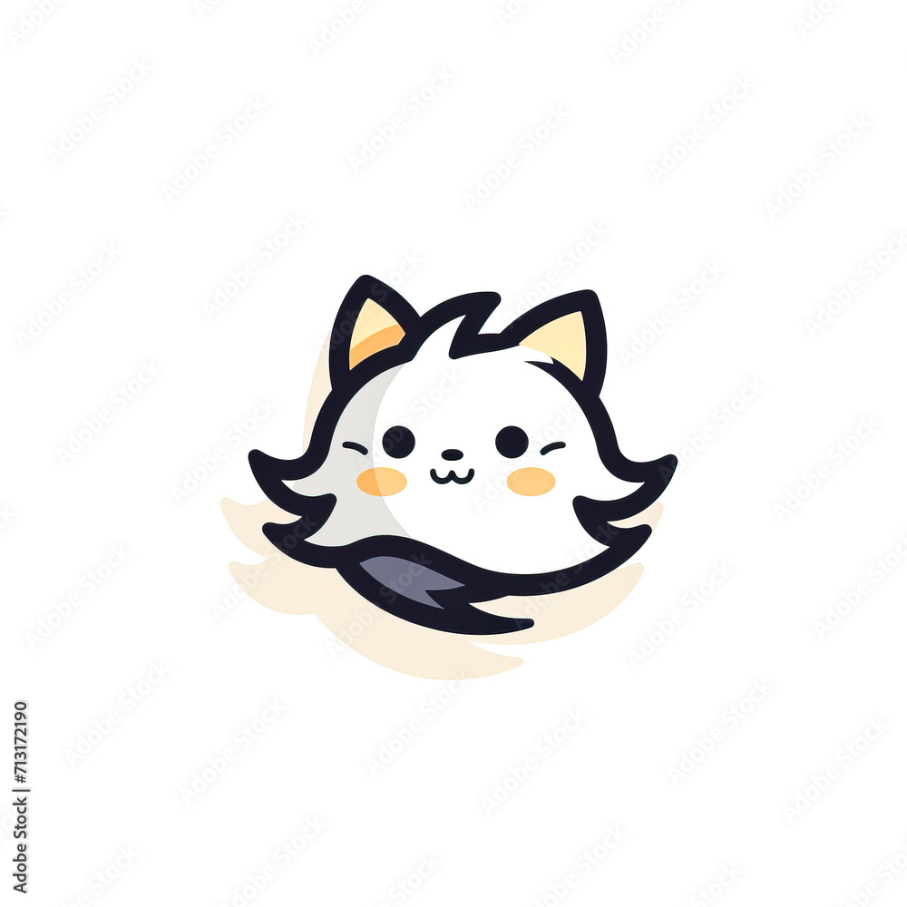Adorable Cartoon Kitten Floating Joyfully created with Generative AI technology Adorable Cartoon Kitten Floating Joyfully created with Generative AI technology