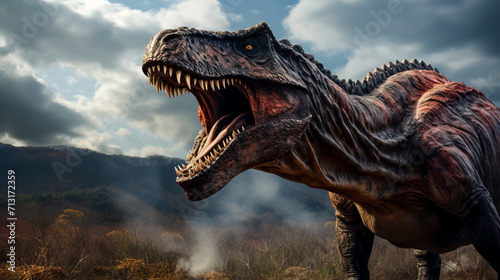 Tyrannosaurus Rex Roaring in the Cretaceous Forest created with Generative AI technology © Fernando Cortés