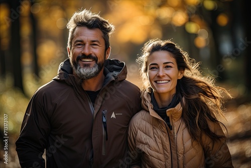 Senior Couple Enjoying Autumn Hike in Nature Together