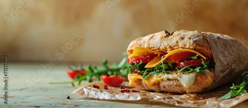 cemita cake with oaxaca cheese mexican sandwich Mexican food. Copy space image. Place for adding text