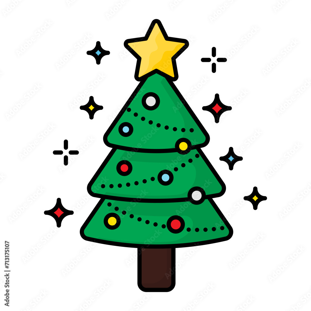 Yule Tree Concept, evergreen conifer Vector Icon Design, festival or merrymaking Symbol, Holidays Decor Sign, New Year and Christmas Stock Illustration Yule Tree Concept, evergreen conifer Vector Icon Design, festival or merrymaking Symbol, Holidays Decor Sign, New Year and Christmas Stock Illustration