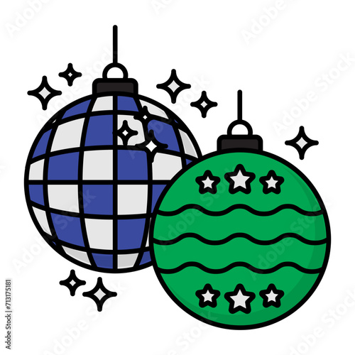 Sparkling disco ball Concept, Mirrorball Vector Icon Design, festival or merrymaking Symbol, Holidays Decor Sign, New Year and Christmas Stock Illustration