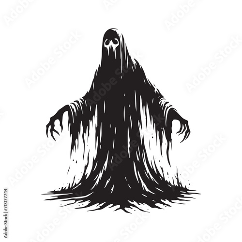 Ephemeral Shadows: Ghost Silhouette Set Casting Ethereal Presence - Ghost Illustration - Spirit Vector
