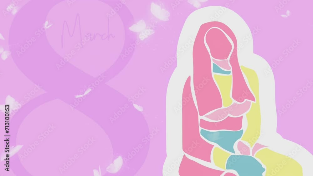 Motion Lopping Animation of 8 March International Womens Day Background
