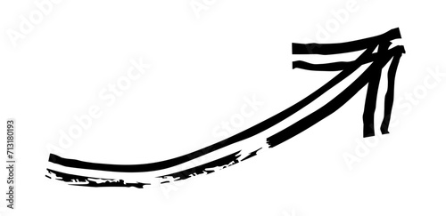 Hand drawn simple arrow drawn with wax crayon, chalk or charcoal. Uneven dry texture for underlining highlighting. Pencil drawn lines, strikethrough, grungy vector isolated on white.