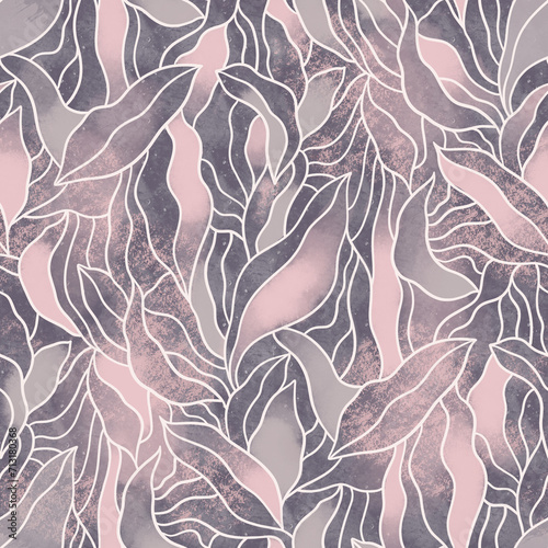 seamless pattern with elegant monochrome minimalistic leaves