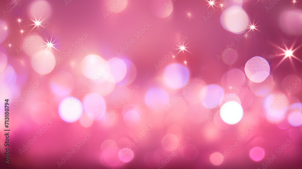 Vibrant Festive Celebration with Glowing Lights on a Pink Background – Perfect for Holiday Parties and Promotions with Copy-Space Available