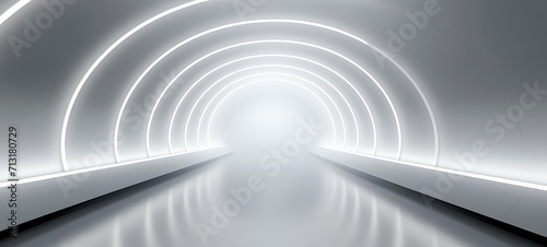 White background 3D room light abstract space technology tunnel stage floor