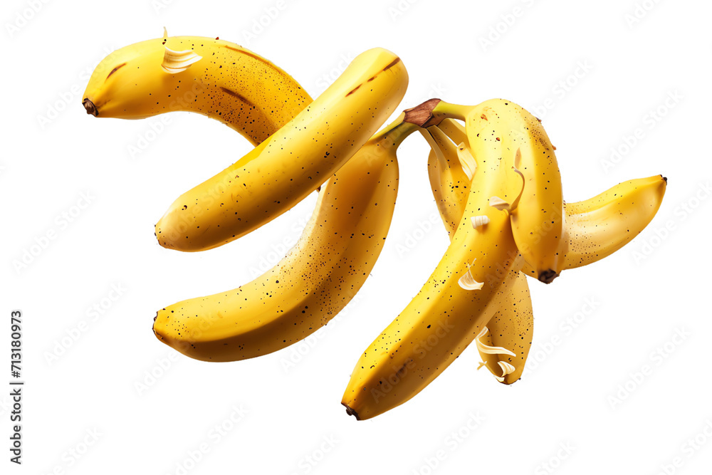 A cluster of fresh, ripe bananas, isolated on a transparent background, representing a healthy and delicious tropical snack A cluster of fresh, ripe bananas, isolated on a transparent background, representing a healthy and delicious tropical snack