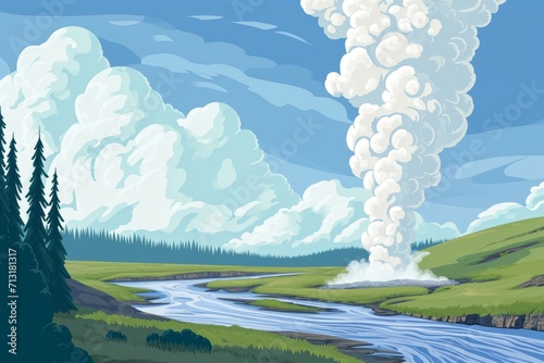 vibrant and colorful illustration of a natural landscape
