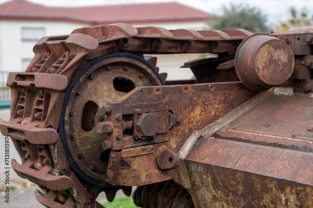 close up of rusty track of wwii tank churchill