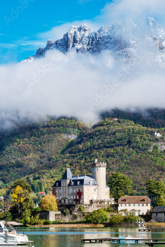 Castle of Duingt, autumn, near lake of Annecy, France