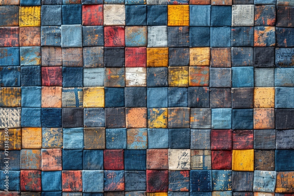 Colorful patchwork fabric textile denim jeans cloth pattern