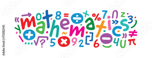 colorful math symbols concept. math and math symbols