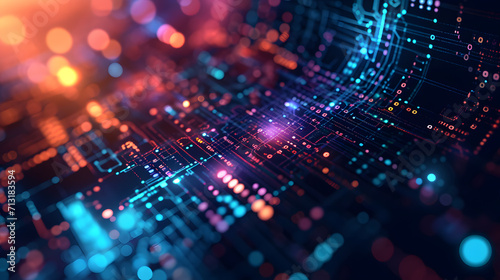 Wallpaper Mural Energize and Immerse in Innovation with Vibrant Color of Futuristic Technology Concept. Abstract Background of Dynamic Display of Digital Innovation with Circuit Board Patterns. Torontodigital.ca