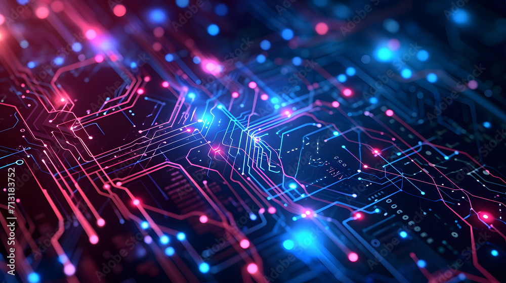 Energize and Immerse in Innovation with Vibrant Color of Futuristic Technology Concept. Abstract Background of Dynamic Display of Digital Innovation with Circuit Board Patterns. Energize and Immerse in Innovation with Vibrant Color of Futuristic Technology Concept. Abstract Background of Dynamic Display of Digital Innovation with Circuit Board Patterns.