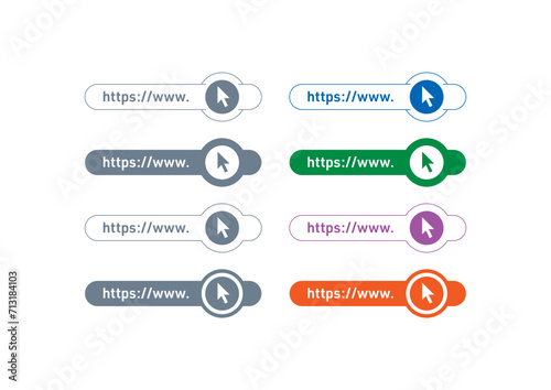 colorful https button set. https buttons for internet, browser, web, business