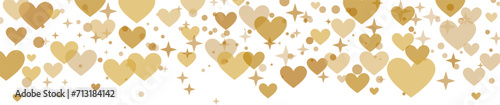 Gold heart confetti with stars, elegant valentine day celebration border, festive clip art element design