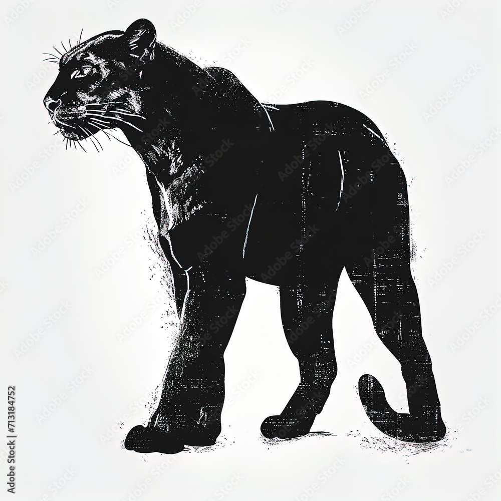 Panther. An artistic, schematic black-and-white portrait of a panther. Illustration for banners and albums. covers, books Panther. An artistic, schematic black-and-white portrait of a panther. Illustration for banners and albums. covers, books