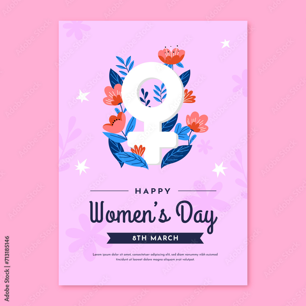 Womens day poster in hand drawn style