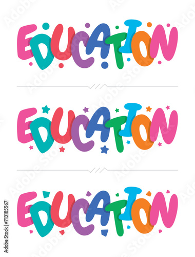 colorful education word design. education word and stars around