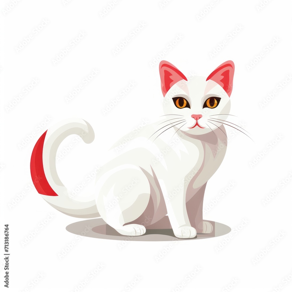 cat in flat design style on white background cat in flat design style on white background