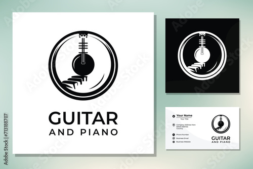 Guitar Strings with Piano Key Music Instrument logo design (ID: 713188707)