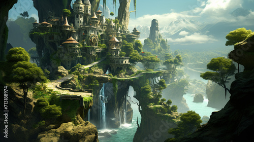 Background with a mythical city