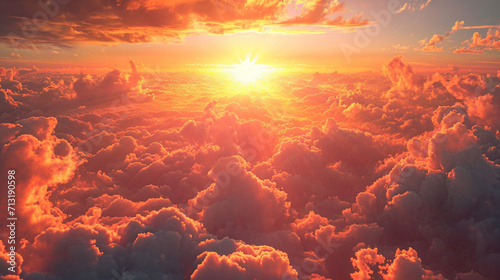 Heavenly sky at sunset  an abstract masterpiece. Generative AI creates a visual symphony  portraying the celestial dance above the clouds. Divine artistry.
