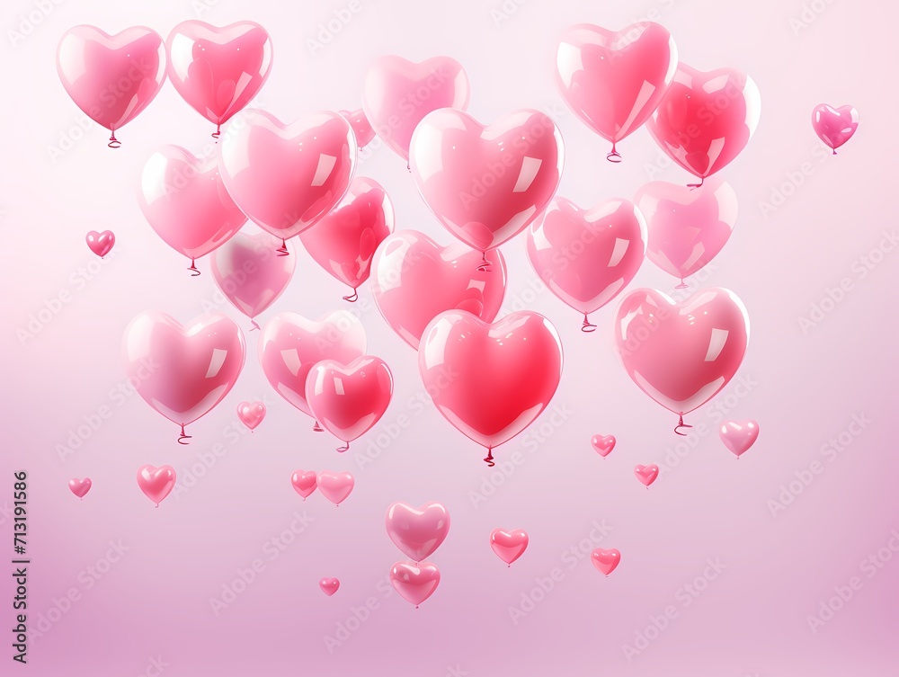 Valentine's Day theme for Card with heart shaped balloons floating background