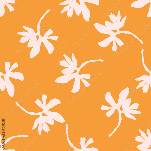 Trendy vector floral pattern with organic botanical shapes. Modern bold summer flower print, design in scandi style.