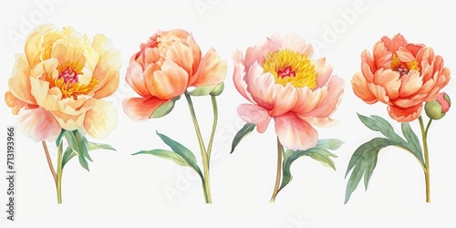 A beautiful group of flowers painted in watercolor on a white background. Perfect for adding a touch of nature to any project or design