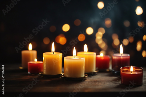 burning candles in the dark background
