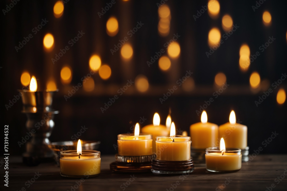 burning candles in the dark background