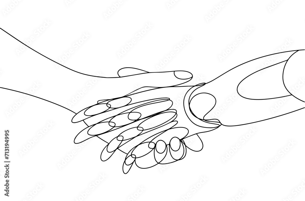 Hands. Prosthesis. Handshake. One line. Hands. Prosthesis. Handshake. One line.