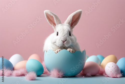 easter bunny with easter eggs	