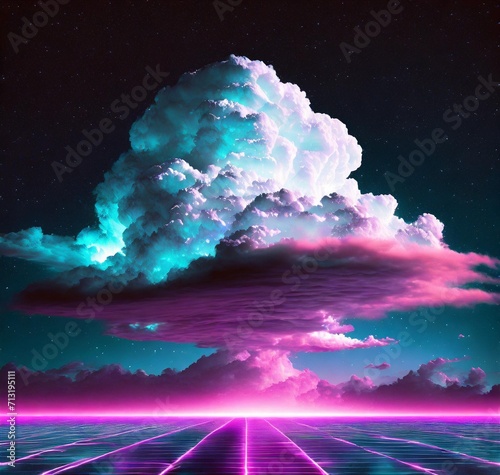 landscape with clouds and moon