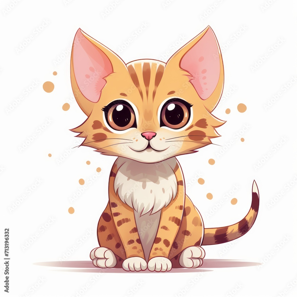 Ocicat_cat in kawaii style on white background Ocicat_cat in kawaii style on white background