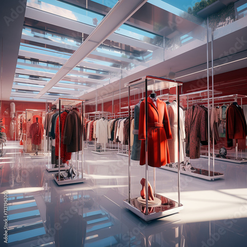Interior of a modern clothing store created with Generative Ai