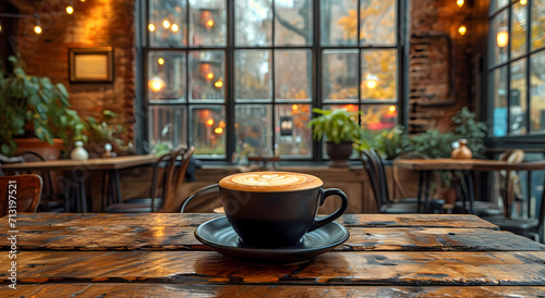 cup of coffee on the table, hot coffee 