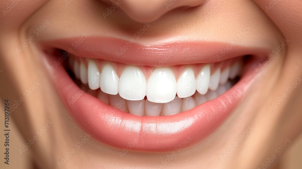 Bright and healthy smile, showcasing well-maintained teeth and gum Bright and healthy smile, showcasing well-maintained teeth and gum