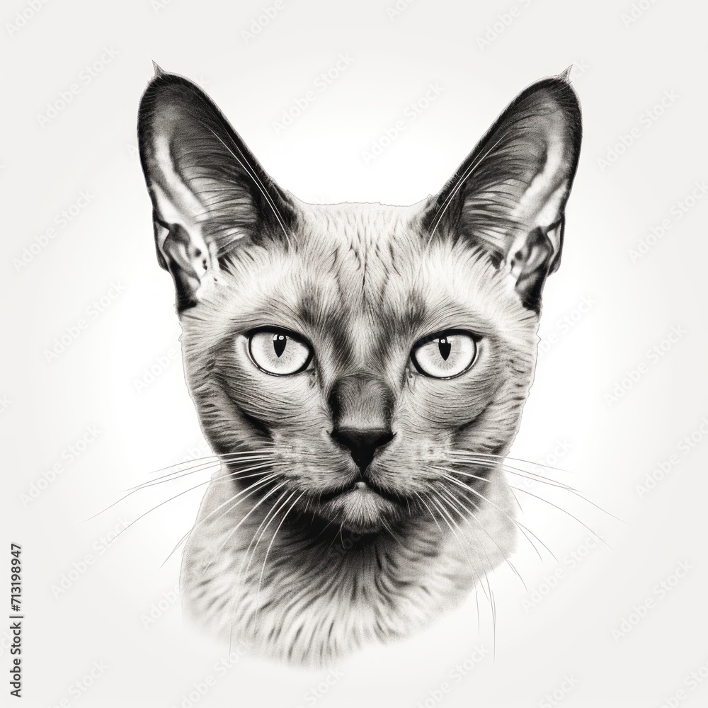Burmese_cat line art style on white background Burmese_cat line art style on white background