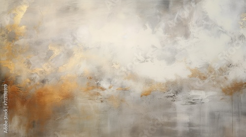 Abstract painting in grey and silver with gold accents, modern decoration, contemporary art