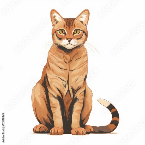 Chausie_cat line art style on white background