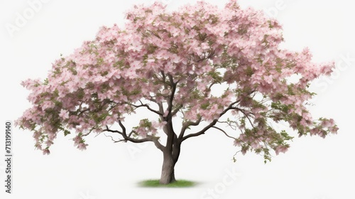 pink cherry blossom tree on white background © Ghulam Nabi
