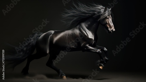 black horse running 