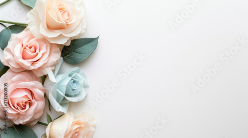 Invitation mockup with rose flowers. Roses on a white background.