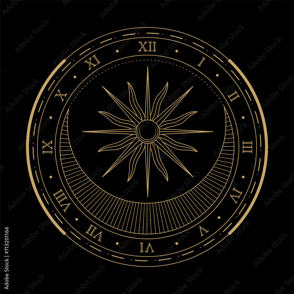 mysterious golden magical circle vector design