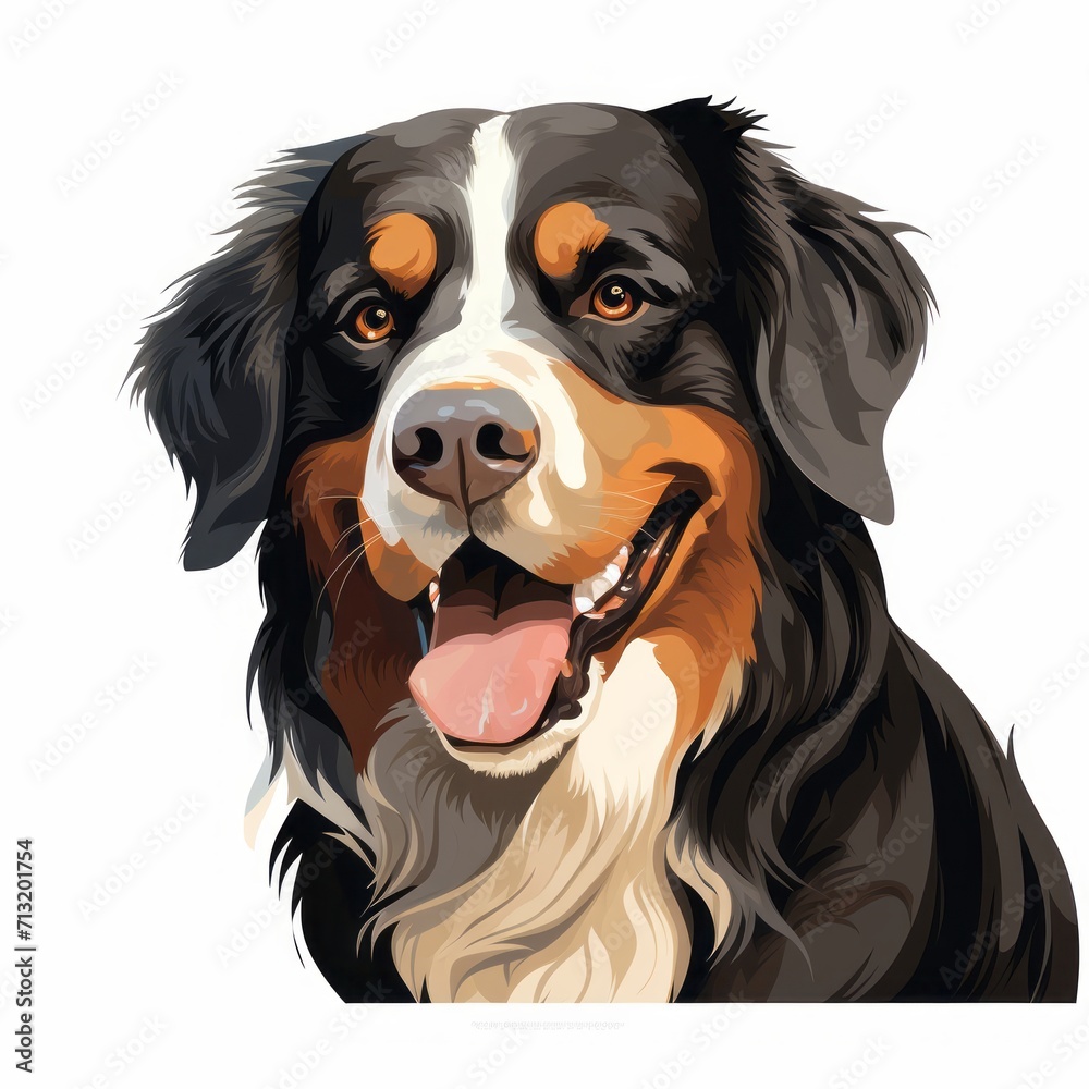 Bernese_Mountain_Dog in flat design style on white background 