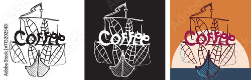 Coffee line art set. Outline coffee  illustrations collection with black thin line. Hand drown illustrations for your design.